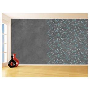 Papel De Parede Concreto Linhas Azul Turquesa 3,5M Kkt280