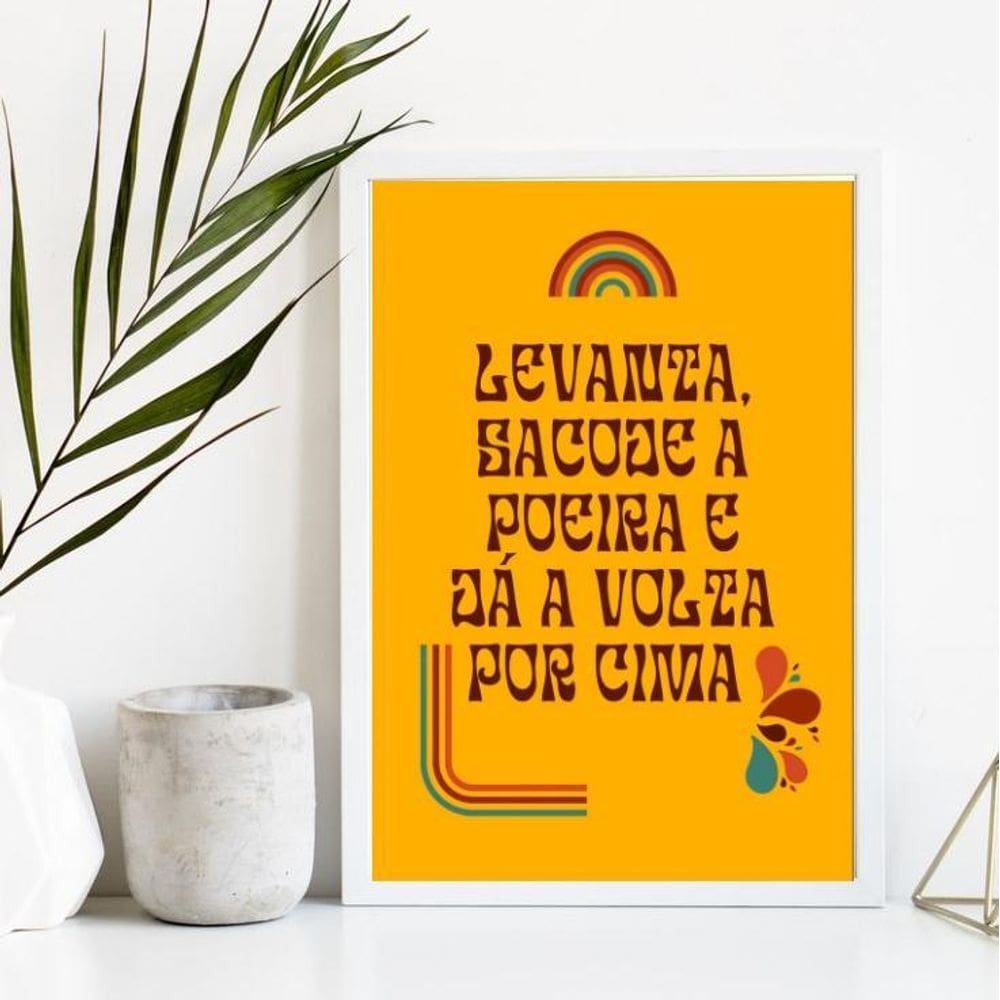 Quadro Levanta Sacode a Poeira 45x34cm - Madeira Preta