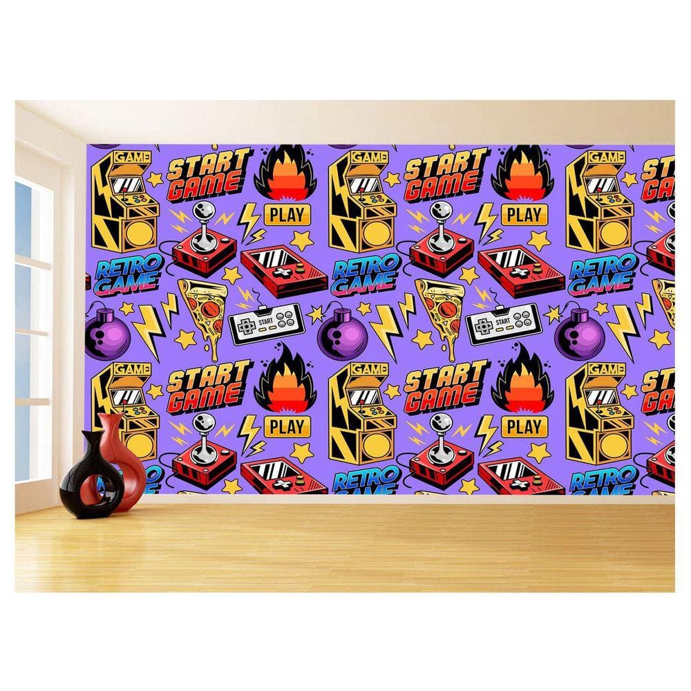 Papel De Parede 3D Infantil Controle Game Jogo 3,5M Azs300