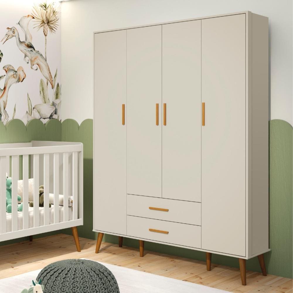 Guarda RoupaInfantil 4 Portas Isis Areia