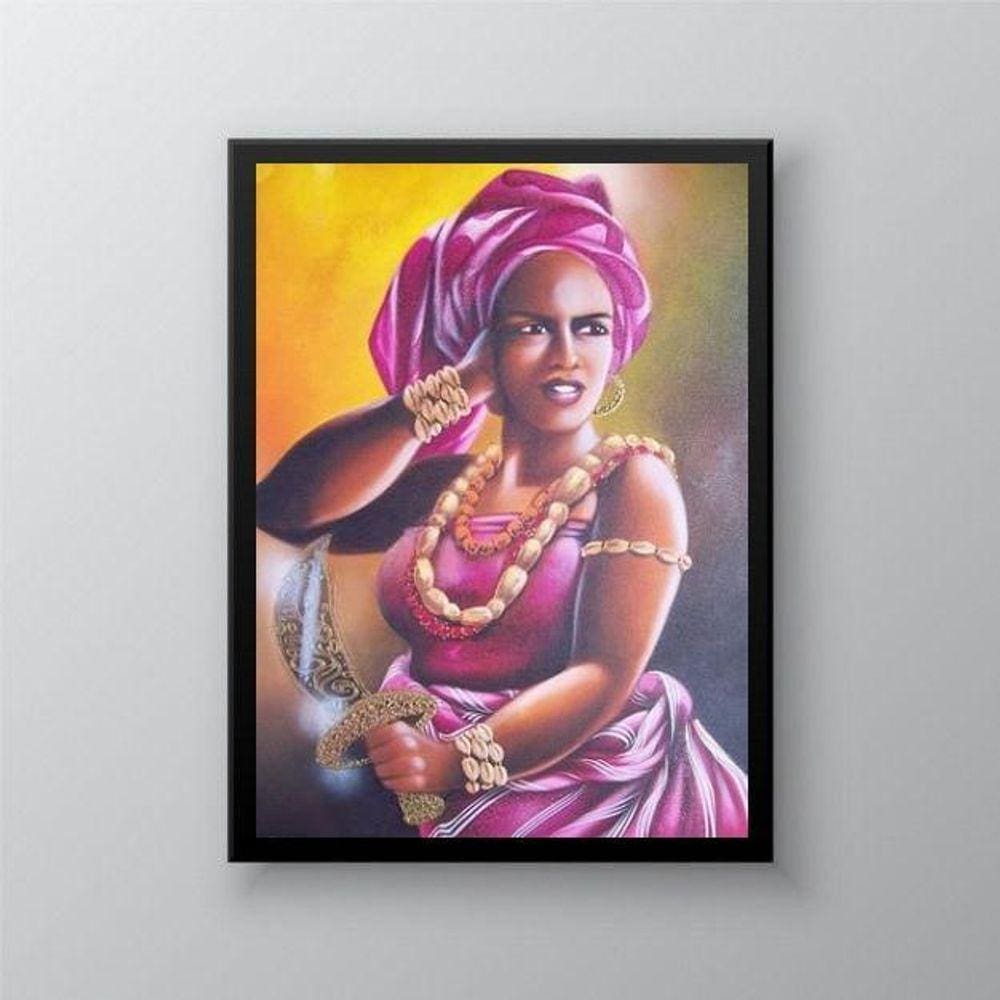 Quadro Umbanda Orixá Obá 24x18cm - Vidro e Moldura Preta