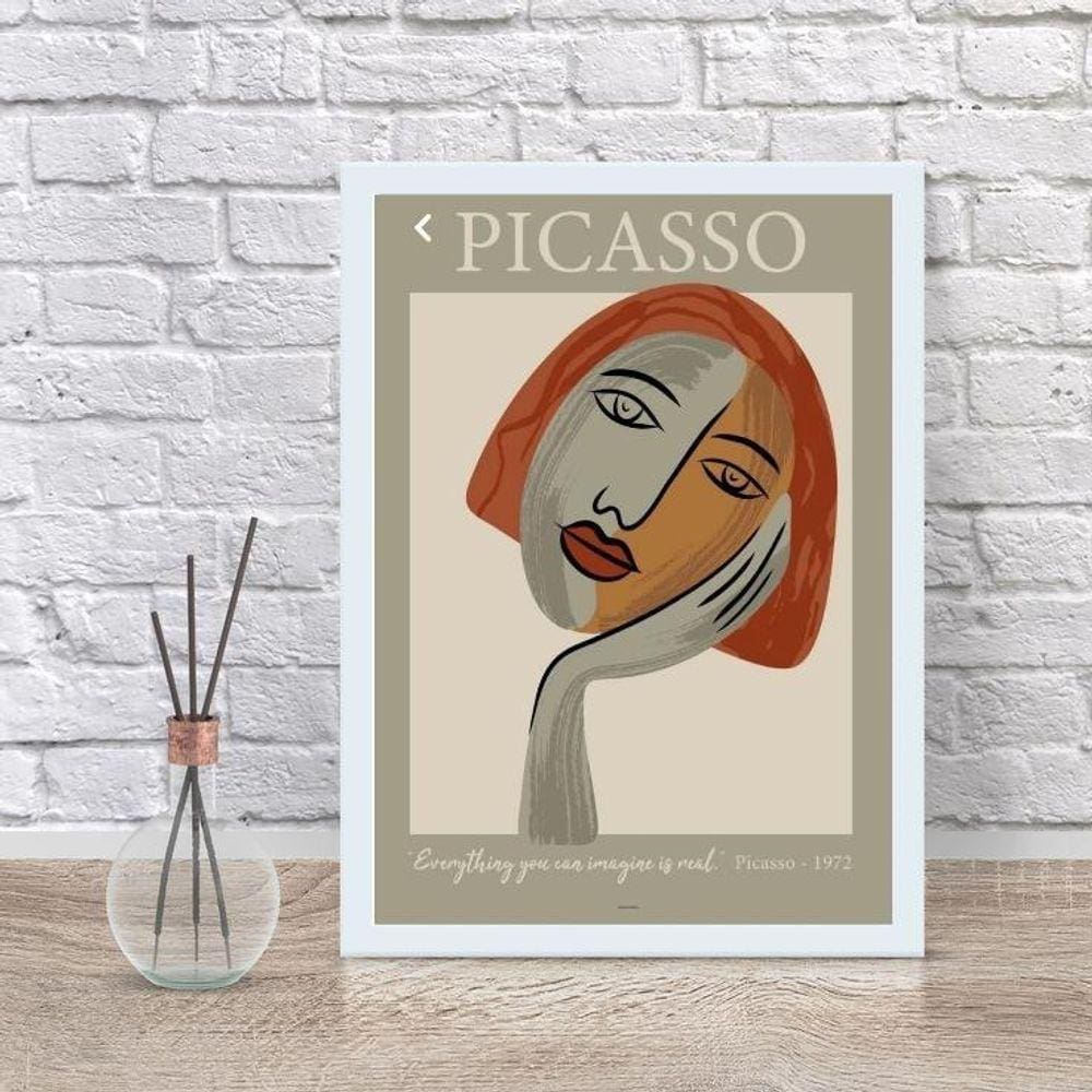 Quadro Minimalista Mulher Sonhadora Picasso - 33x24cm