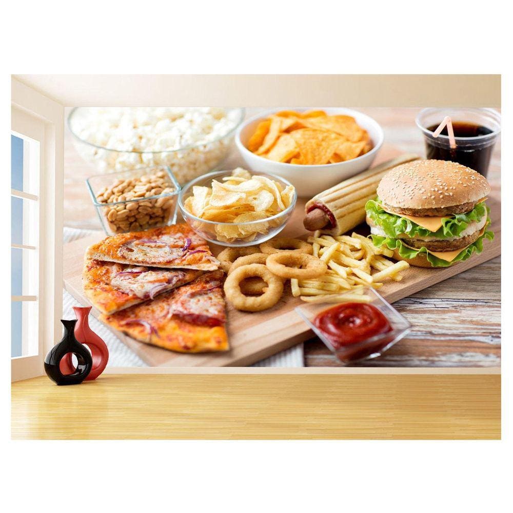 Papel De Parede 3D Alimentos Lanches Artesanais 3,5M Al429