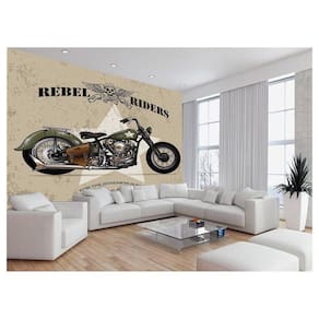 Papel De Parede 3D Moto Custom Chopper Viagem 3,5M Bkm134