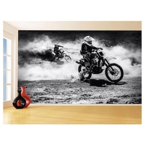 Papel De Parede 3D Moto Cross Trilha Terra Mx 3,5M Bkm07