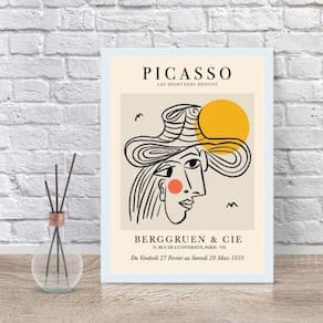 Quadro Decorativo Picasso 45x34cm - Vidro e Moldura Branca
