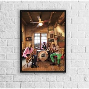 Quadro Jazz Músicos New Orleans 45x34cm - Vidro Preta
