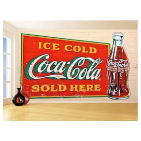 Papel De Parede 3D Arte Retrô Coca Cola Mural 3,5M Tra159
