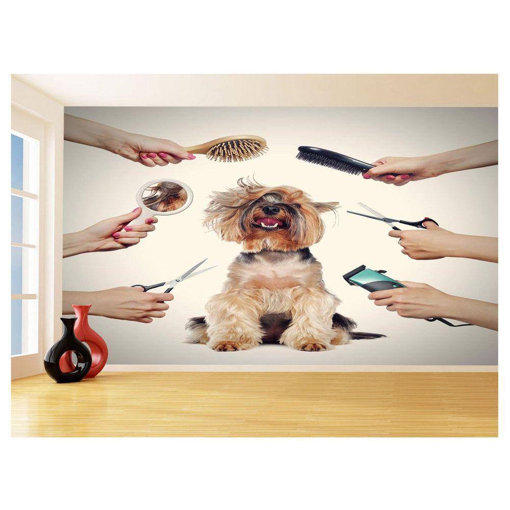 Papel De Parede 3D Animais Cachorro Salão Tosa 3,5M Anm371