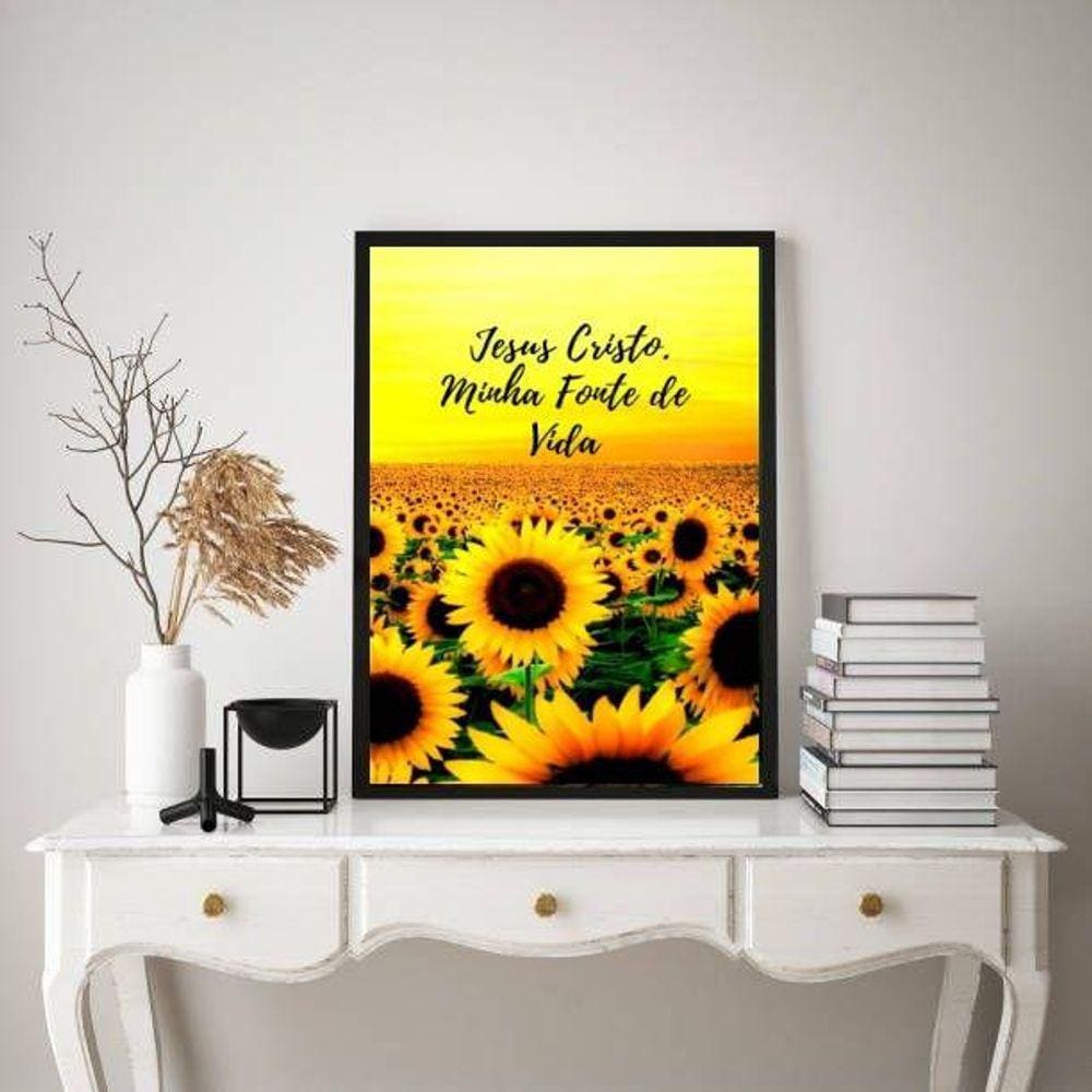 Quadro Decorativo Jesus Cristo 24x18cm Moldura Branca