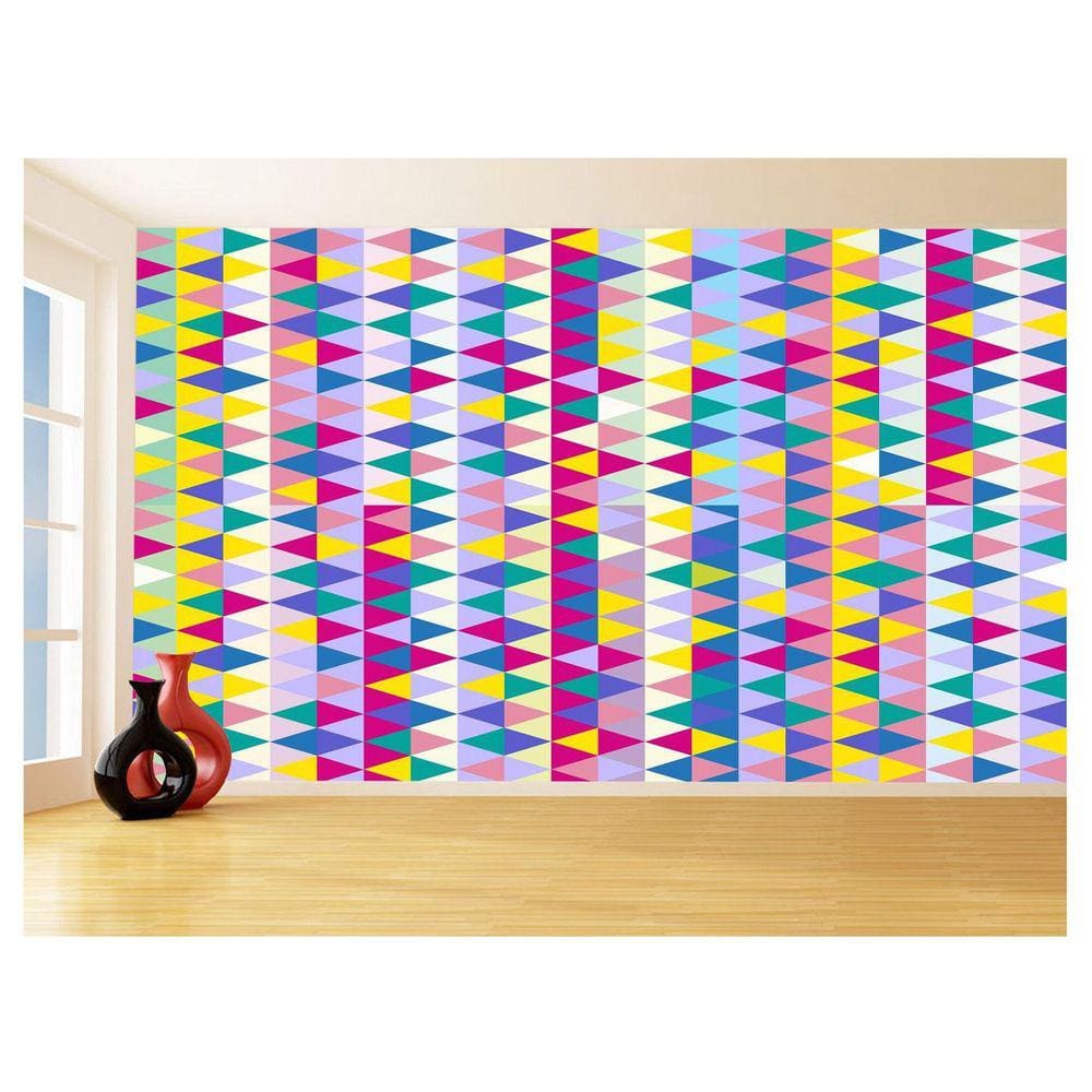 Papel De Parede Geométrico Triângulos Abstrato 3,5M Gmt89