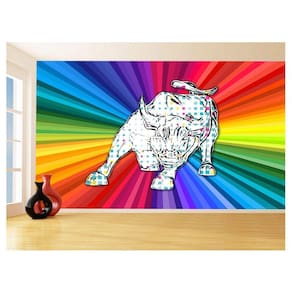 Papel De Parede 3D Animais Pop Art Touro Bull 3,5M Pxa184