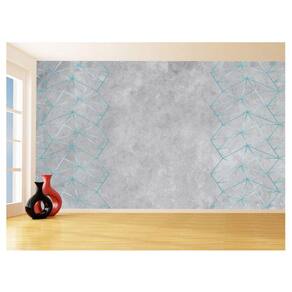 Papel De Parede Concreto Linhas Azul Turquesa 3,5M Kkt285