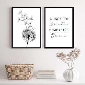 Kit 2 Quadros Min. Nunca Foi Sorte Foi Deus 33x24cm c/ Vidro