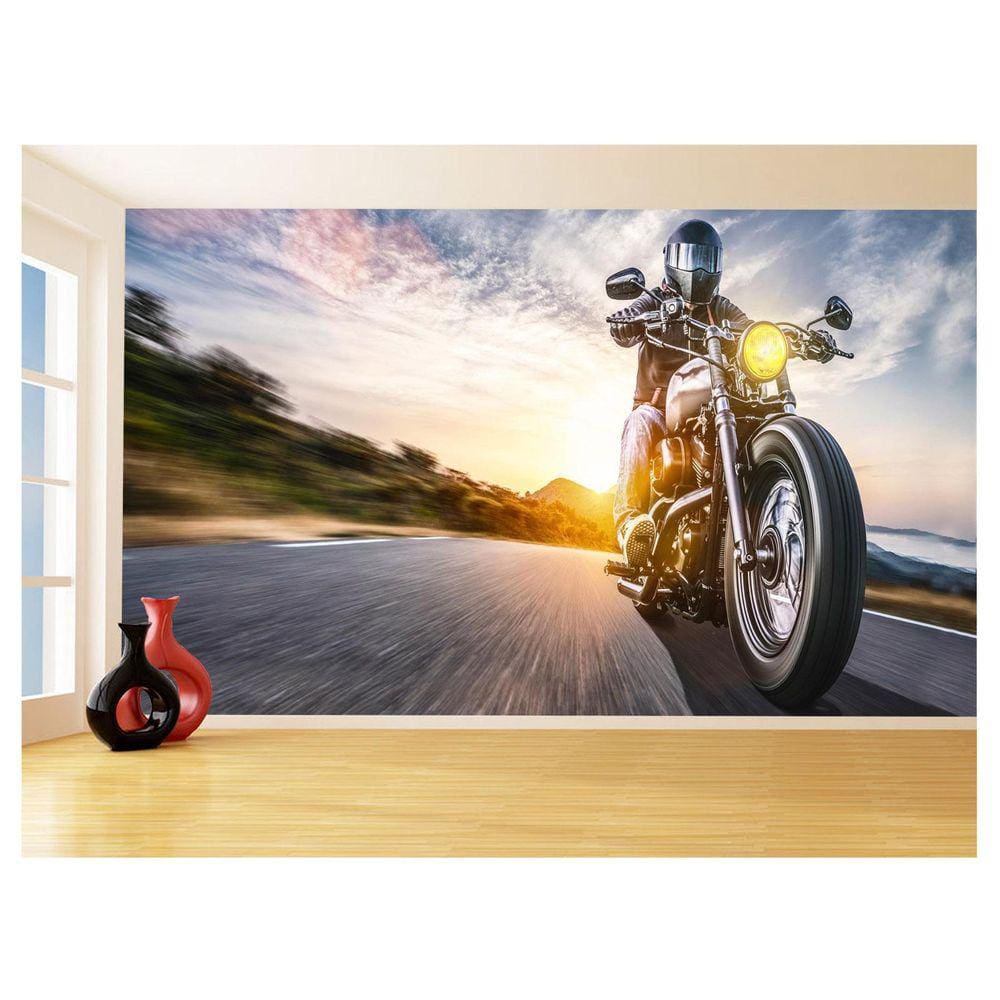 Papel De Parede 3D Moto Esporte Viagem Estrada 3,5M Bkm91