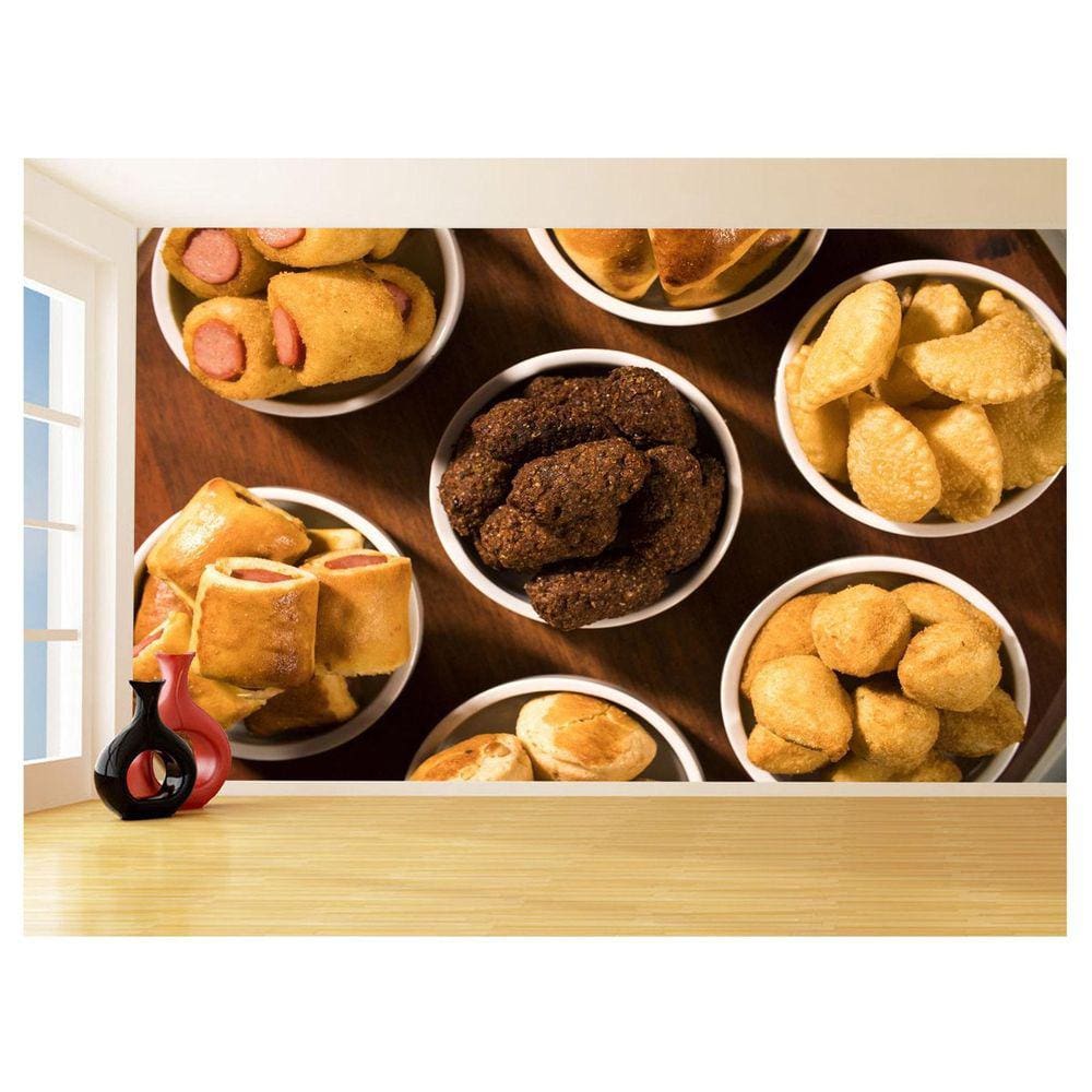 Papel De Parede Alimentos Salgados Coxinha Bar 3,5M Al518