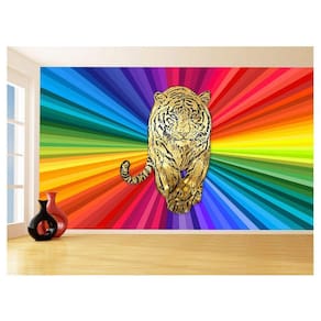 Papel De Parede 3D Animais Pop Art Tigre Felino 3,5M Pxa131