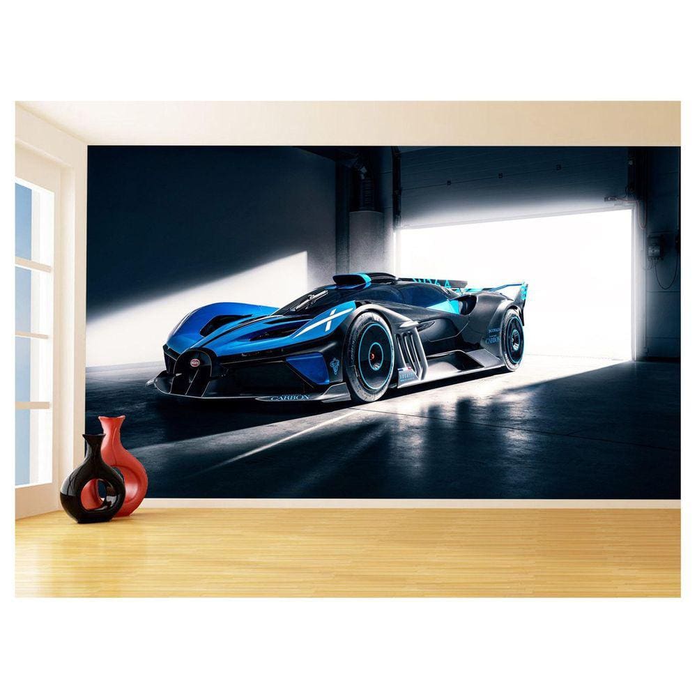 Papel De Parede 3D Carro Bugatti Chiron Pista 3,5M Car10