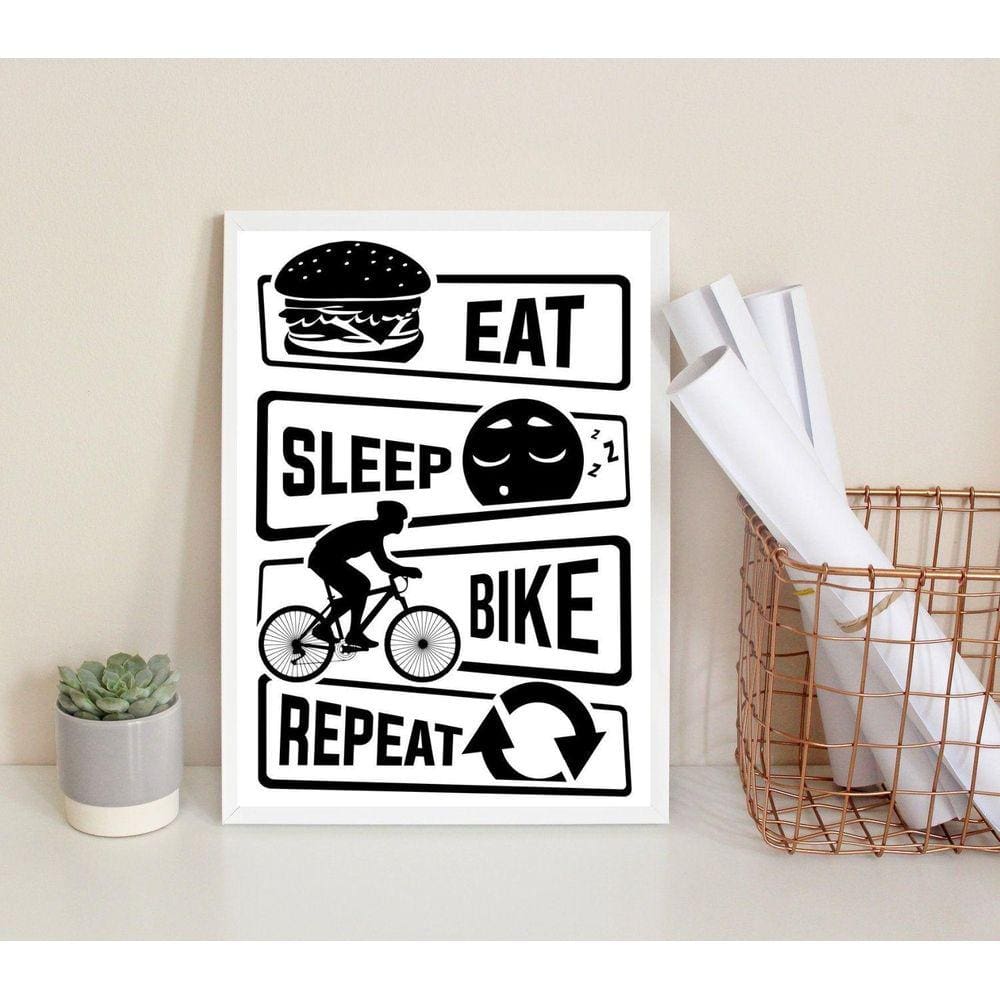 Quadro Decorativo Bike Rotina 24x18cm Vidro Moldura Preta