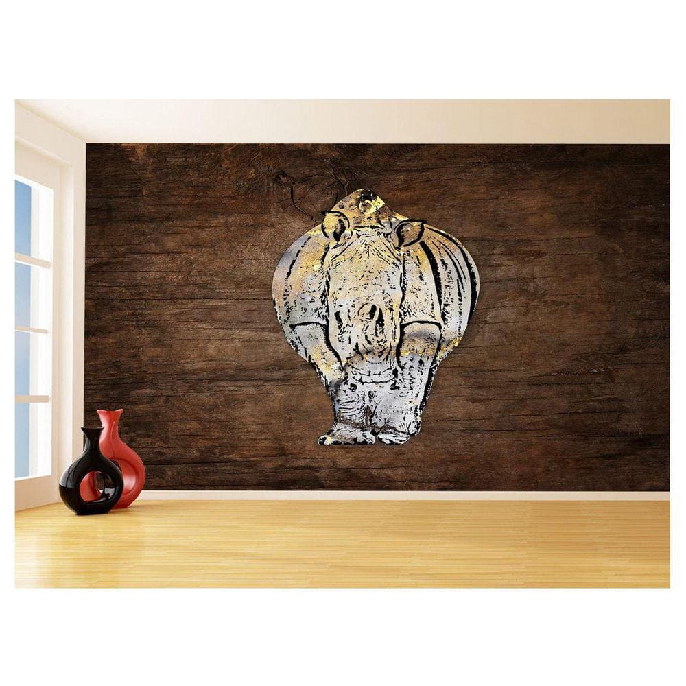 Papel De Parede 3D Animais Pop Art Rinoceronte 3,5M Pxa525