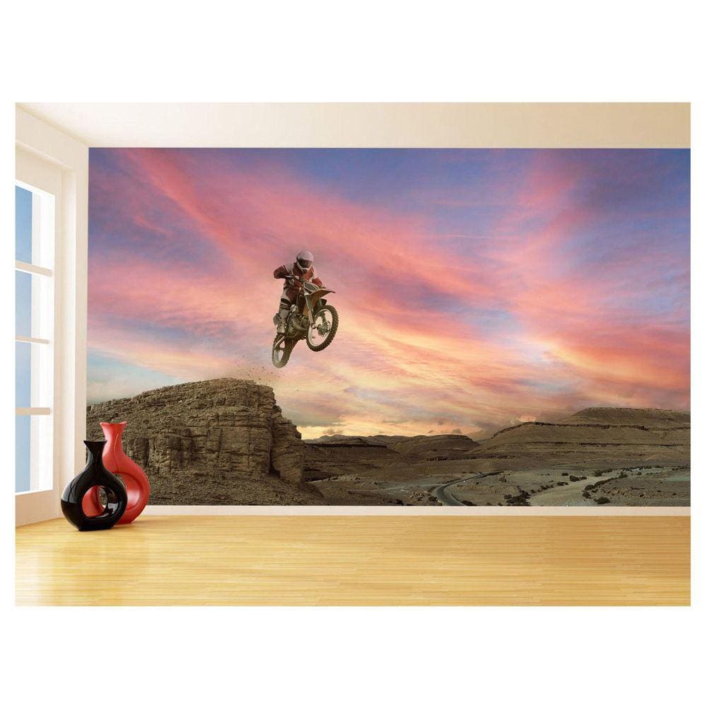 Papel De Parede 3D Moto Cross Trilha Terra Mx 3,5M Bkm03