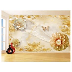 Papel De Parede 3D Floral Textura Sala Flores 3,5M Xfl267