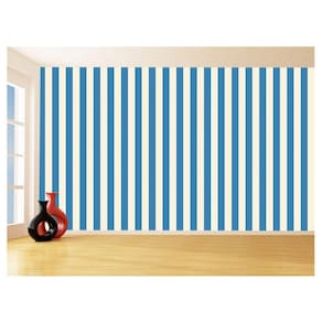 Papel De Parede 3D Sala Cozinha Listra Azul Bege 3,5M Lst50