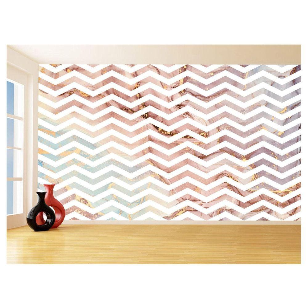 Papel De Parede 3D Sala Chevron Zig Zag Listras 3,5M Zig114