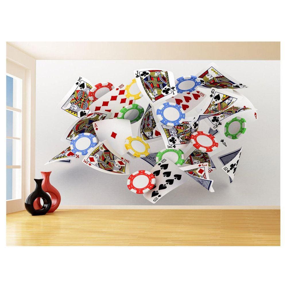 Papel De Parede 3D Salão De Jogos Cartas Poker 3,5M Jcs58