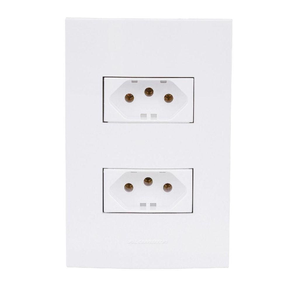 Conjunto Tomada Dupla 10A 2P+T 4X2 Branca Inova Pro 85057