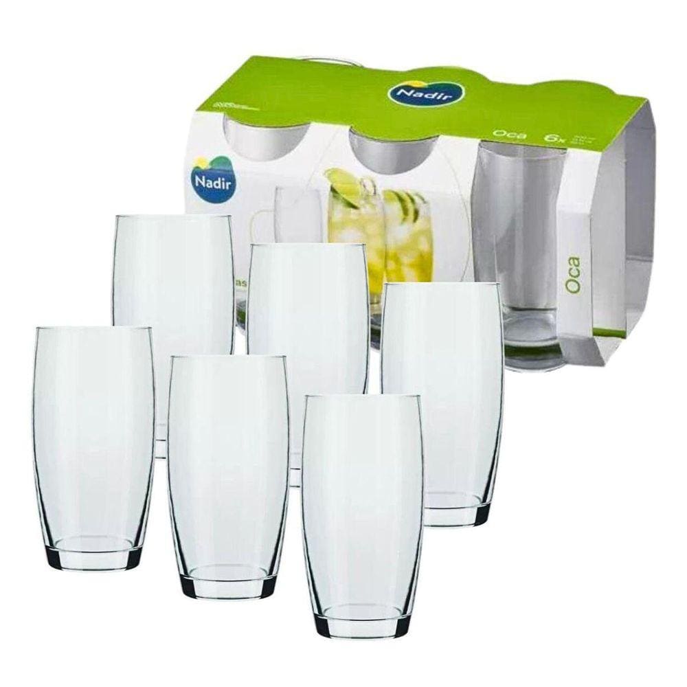 Jogo Copos Nadir Vidro Oca 400Ml 6 Peças Transparente Alto