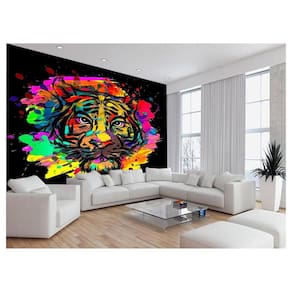 Papel De Parede 3D Animais Tigre Rosto Arte Cor 3,5M Anm563