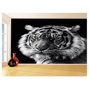 Papel De Parede 3D Animais Tigre Preto E Branco 3,5M Anm561