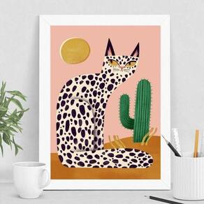 Quadro Gato Abaporu Tarsila 45x34cm Madeira Branca