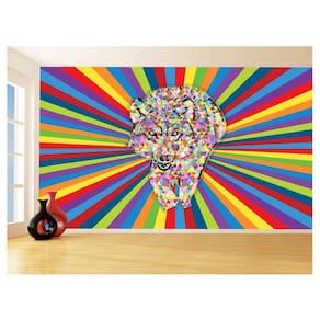 Papel De Parede Animais Pop Art Lobo Colorido 3,5M Pxa609