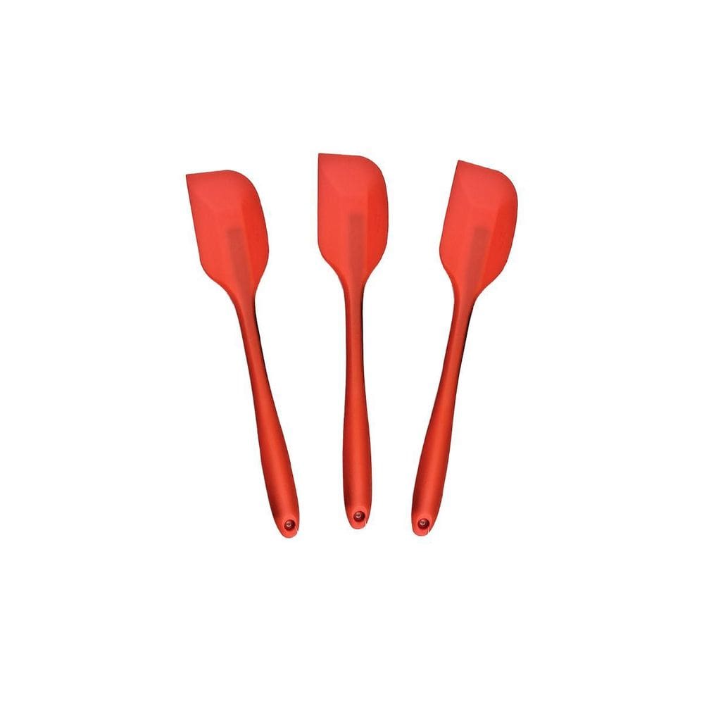 Kit 3 Espátulas De Silicone Curva 21Cm Vermelha Reforçada -