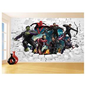 Papel De Parede 3D Vingadores Entrando Quarto 3,5M Nhma114