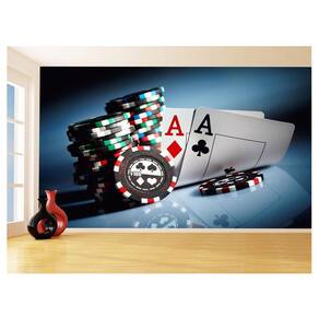 Papel De Parede 3D Salão De Jogos Cartas Poker 3,5M Jcs44