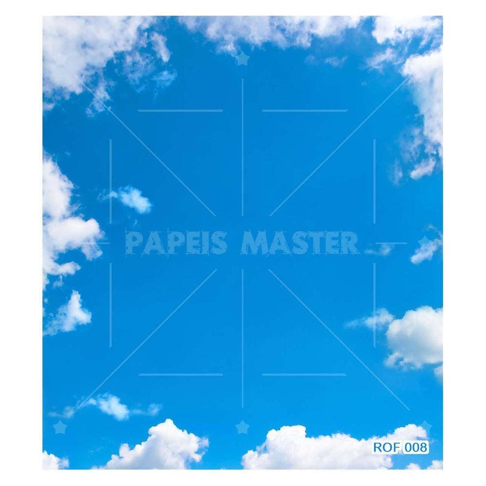 Papel De Teto Céu Azul Nuvem Branca Dia Manhã 3,5M Rof08