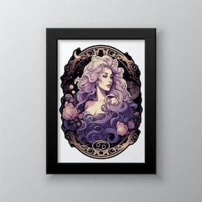 Quadro Signo Câncer 24x18cm - Vidro, Moldura Preta