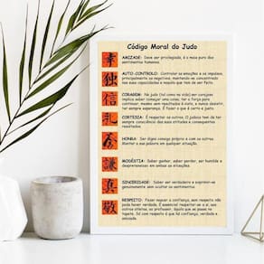 Quadro decorativo judô código moral 24x18cm | Moldura preta
