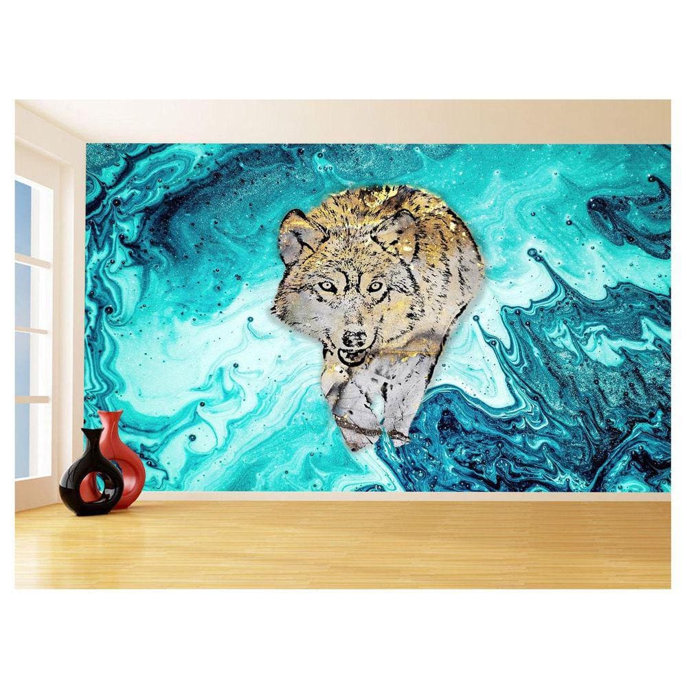 Papel De Parede Animais Pop Art Lobo Colorido 3,5M Pxa586