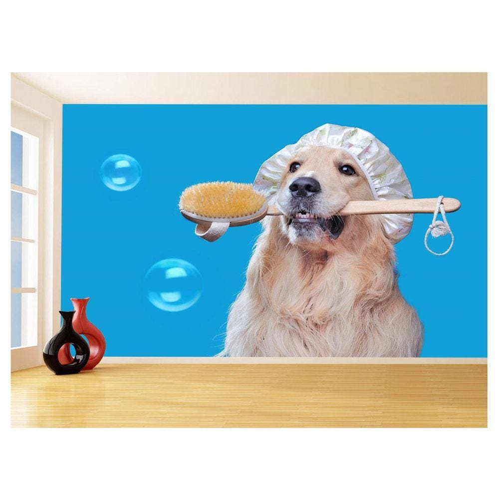 Papel De Parede Animal Cão Petshop Banho Tosa 3,5M Anm379