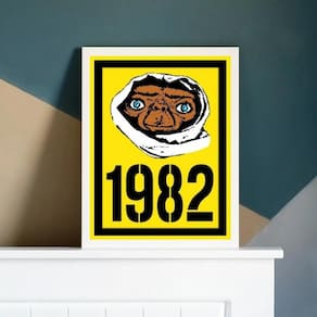 Quadro decorativo e.T 1982 24x18cm - vidro, moldura preta