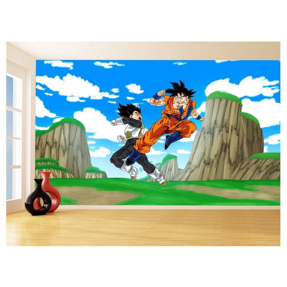 Papel De Parede Dragon Ball Goku Vegeta Anime 3,5M Dbz504