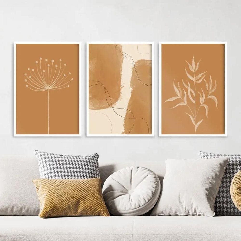 Kit 3 Quadros Abstratos Aquarela 45x34cm -