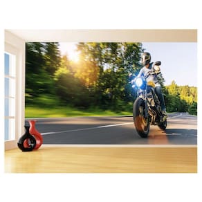 Papel De Parede 3D Moto Esporte Viagem Estrada 3,5M Bkm59