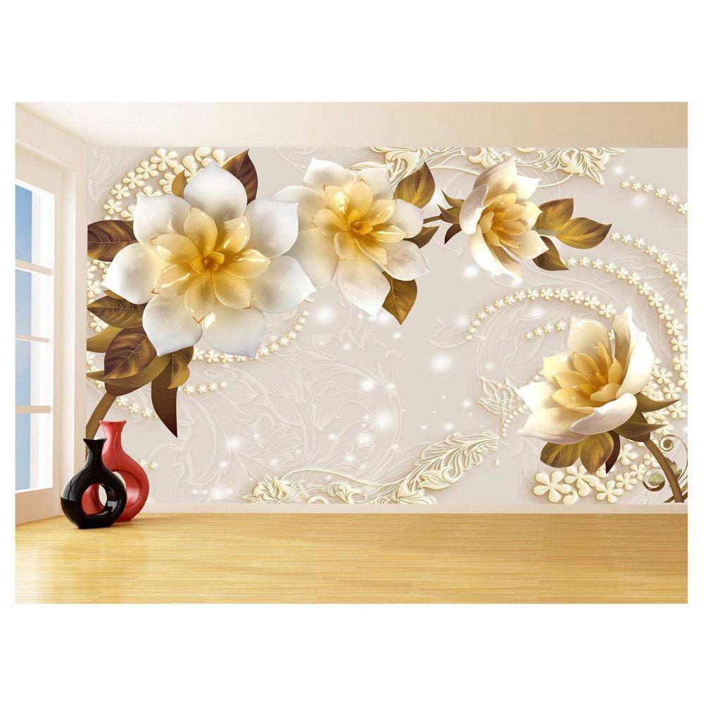 Papel De Parede 3D Floral Textura Sala Flores 3,5M Xfl316