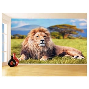 Papel De Parede 3D Animais Leão África Safari 3,5M Anm484