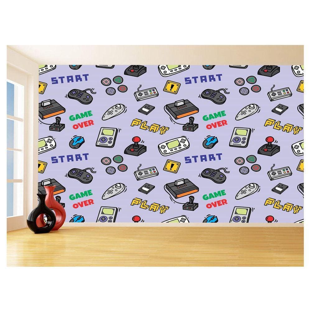 Papel De Parede 3D Infantil Controle Game Jogo 3,5M Azs209